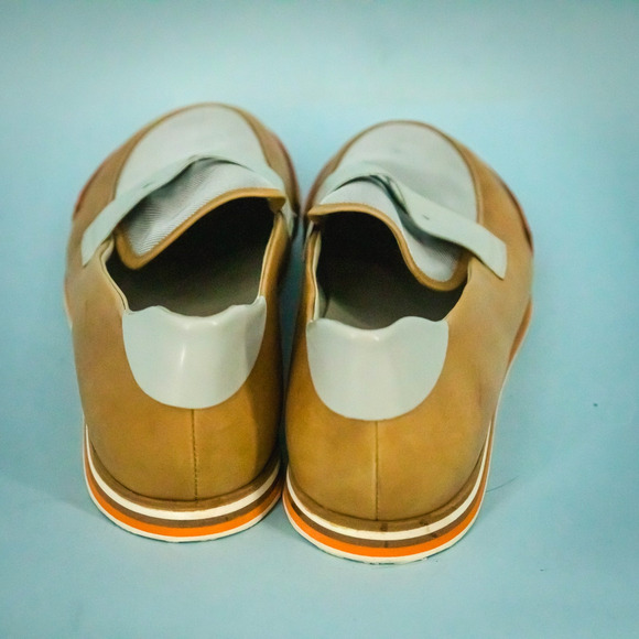 Dirk Bikkembergs 44 Size 10.5 US Tan Orange Grey Leather Metal Loafers Shoes main image 4